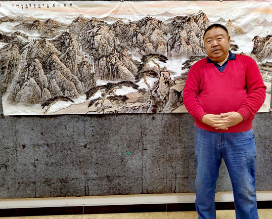 国連芸術家協会常務理事 中国偉い画伯厳正安　崖黄山煙雲 水墨画 山水風景 掛 軸 mqdefault.jpg